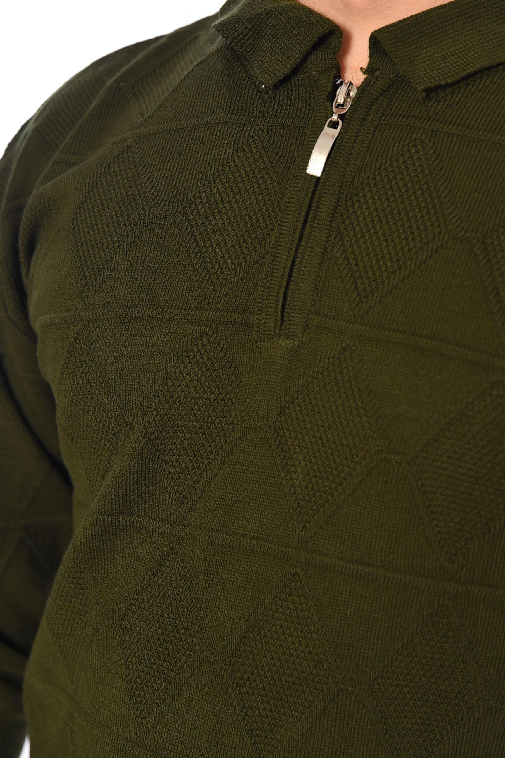 Свитер мужской однотонный M Темно-зеленый (194476) - фото 4