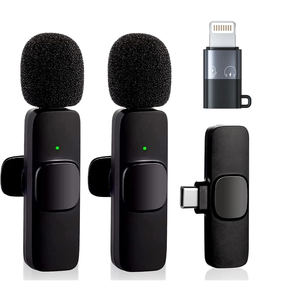 Микрофон петличный беспроводной K9 для телефонов с Type-C с адаптером Type-C на Lightning