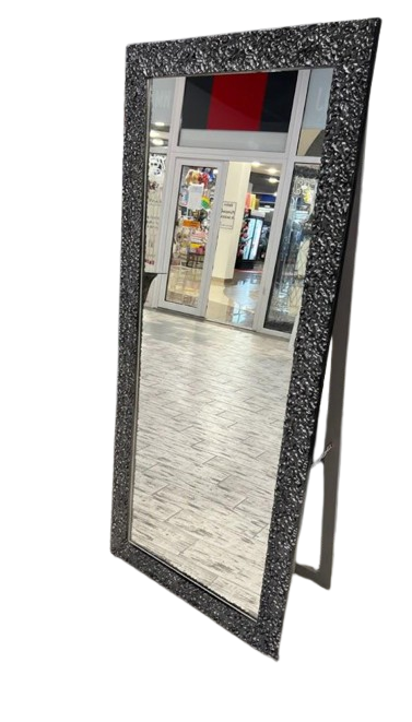 Дзеркало підлогове з ніжкою в багетній сірій рамі 1600х700 (ФО187)