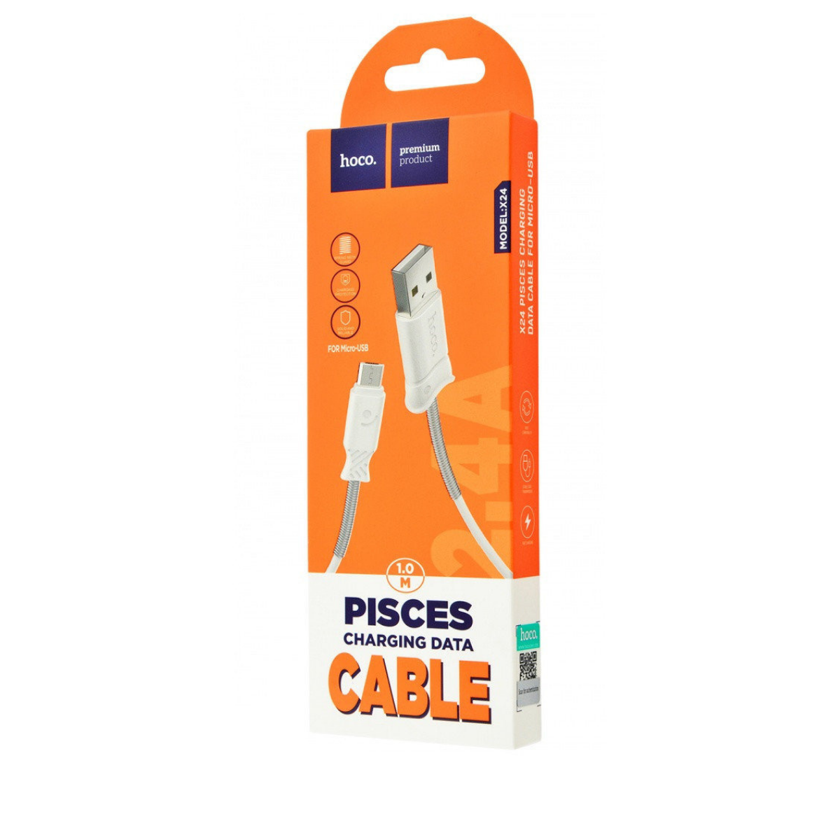 Кабель Hoco X24 Pisces charging data cable for Micro White - фото 2