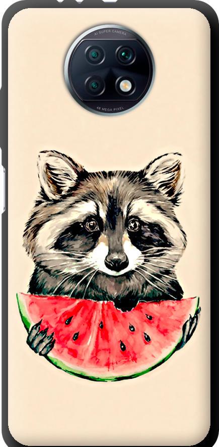 Чехол на Xiaomi Redmi Note 9T Енотик с арбузом (4605b-2261-42517)