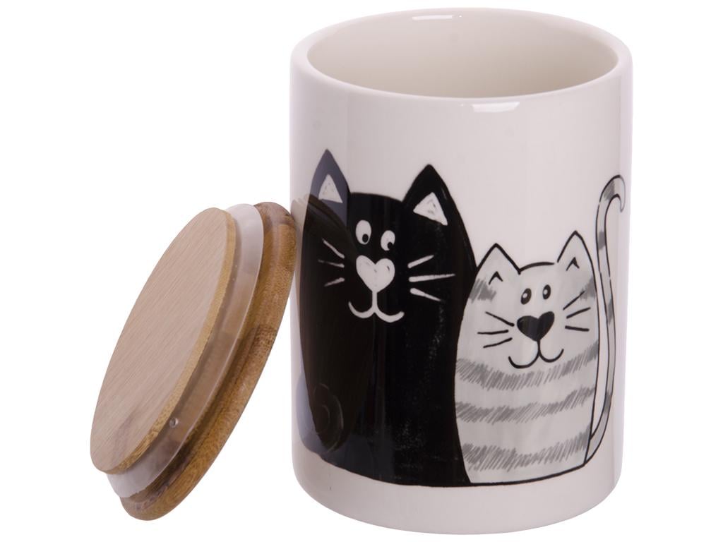 Емкость для сыпучих продуктов с бамбуковой крышкой Мурчики 850 мл (MSN-6028-19)