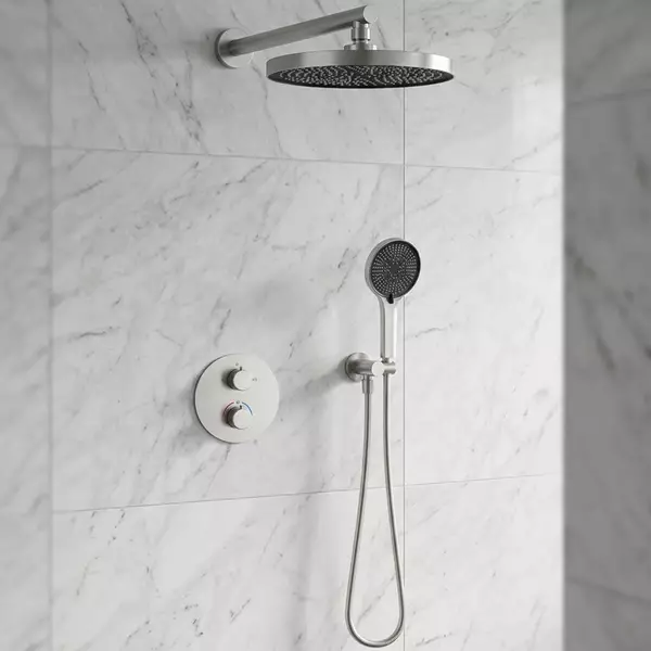 Душевая система скрытого монтажа Devit Flow D117125011111BN с термостатом Brushed Nickel (35623988)