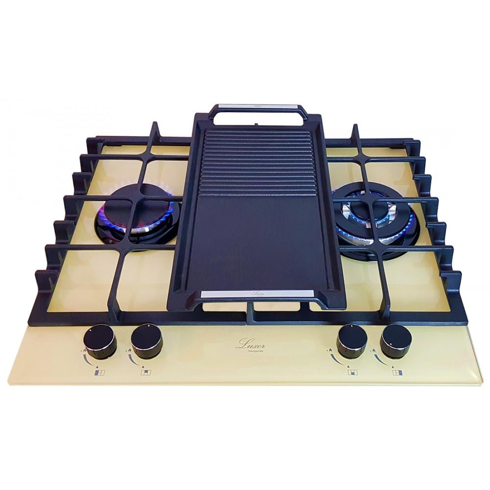 Варильна поверхня газова Luxor RG 650 Rustik Champagne BK з підставкою для Wok (24131738) - фото 3