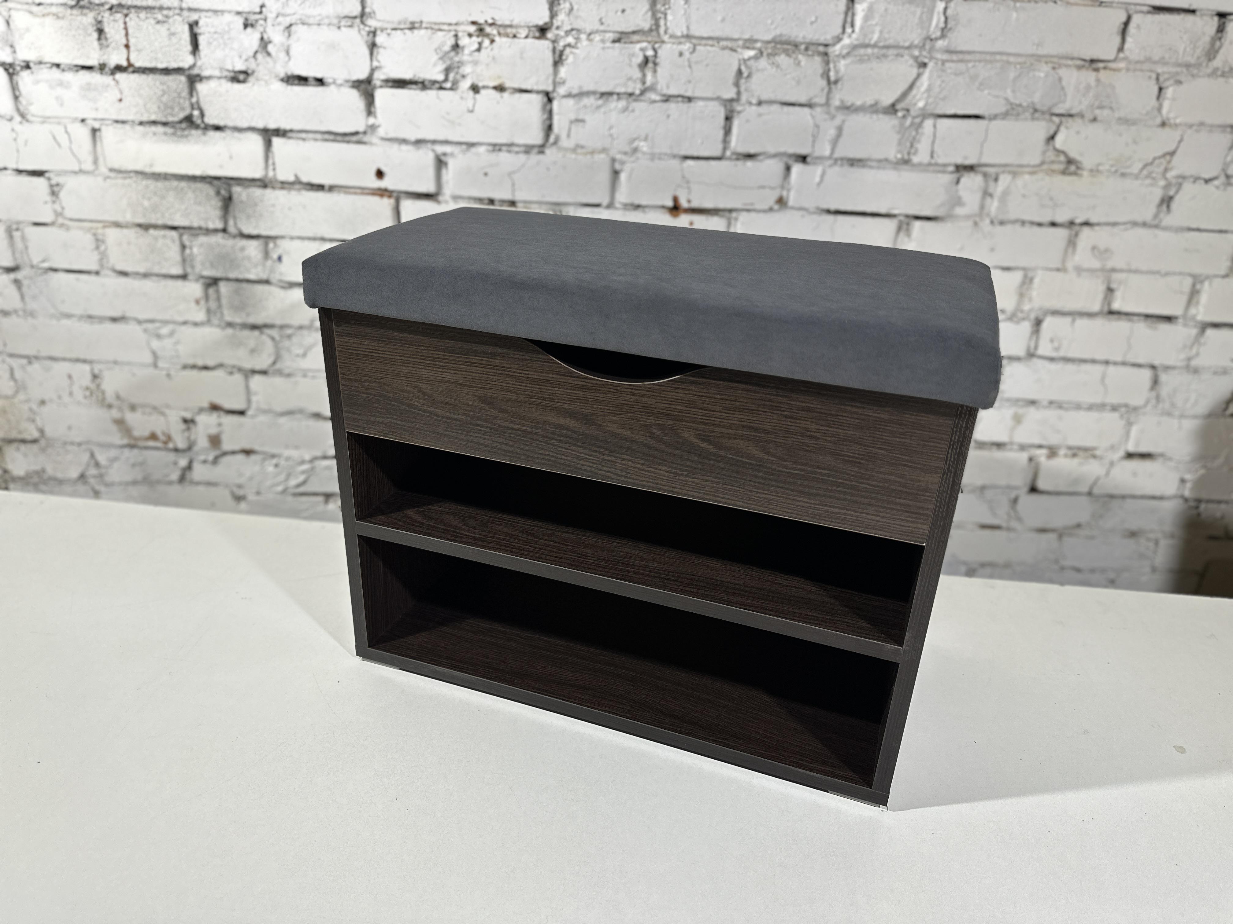 Тумба для обуви ДСП/ткань 30х60х45 см Венге темный/Графит - фото 1