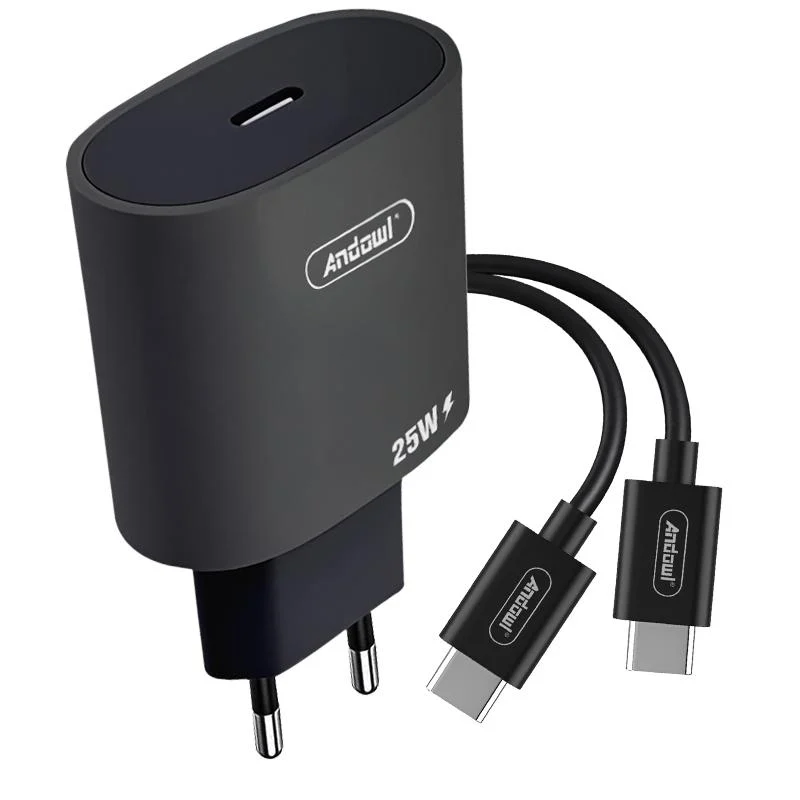 Комплект быстрой зарядки универсальный Andowl Q-CD699X1 адаптер 25 Вт с кабелем Type-C iPhone iPad Android Apple Черный (71d5ca92)
