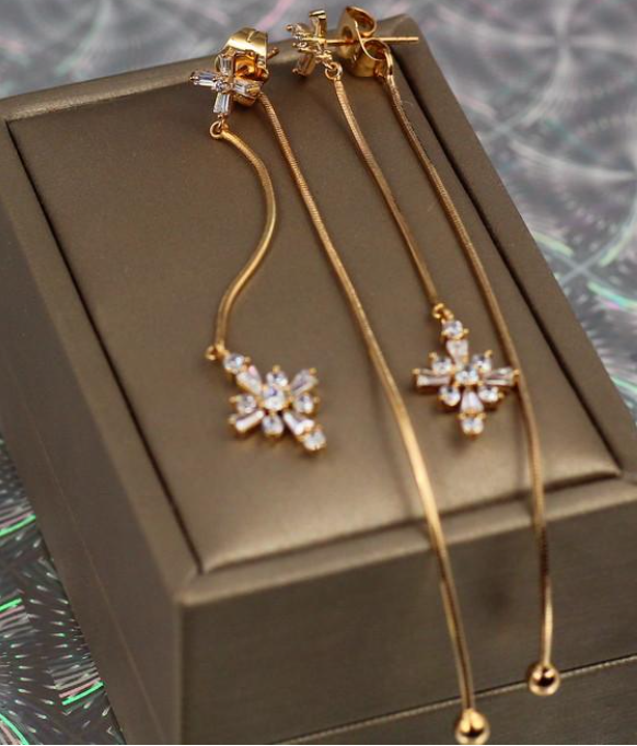 Серьги гвоздики Xuping Jewelry Роза ветров 9 см Золотистый