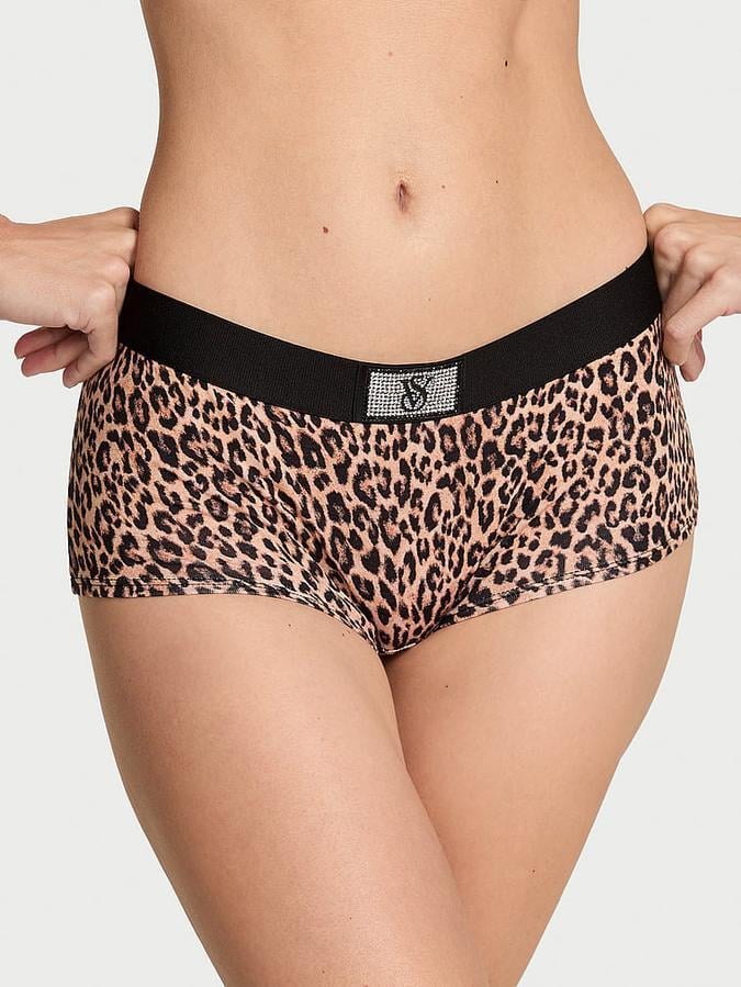 Трусы женские Victoria's Secret Shine Patch Boyshort XL Черный (2841485599)