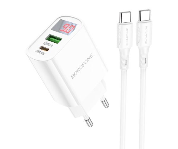 Зарядний пристрій мережевий Borofone BA78A PD20W/QC3.0 USB та Type-C White (0500039502-2906535) Зарядний пристрій мережевий Borofone BA78A PD20W/QC3.0 USB та Type-C White (0500039502-2906535)