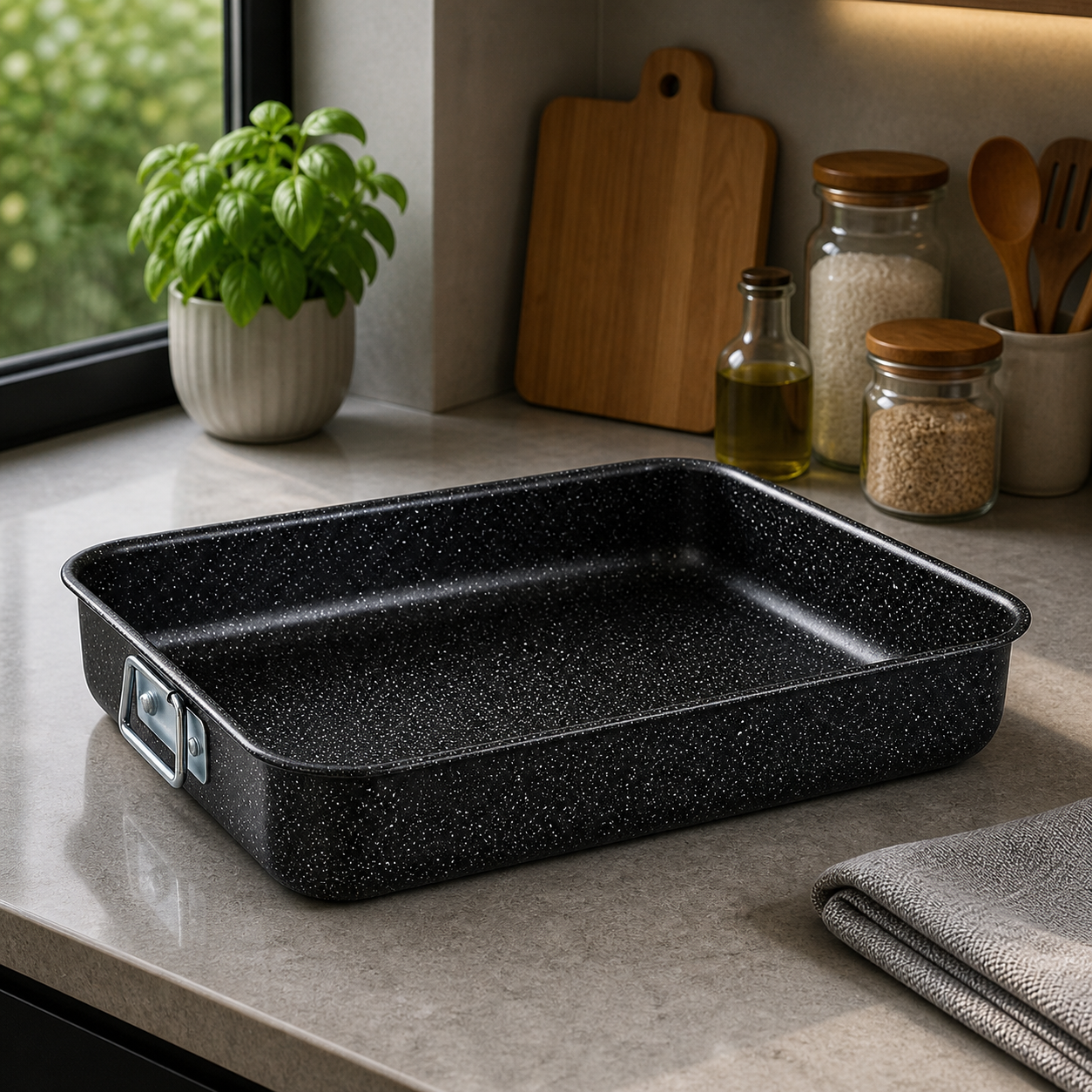 Форма для выпечки алюминиевая Maestro MR-1107-35 37×29,5×7 см Stone coating с ручками (0467)