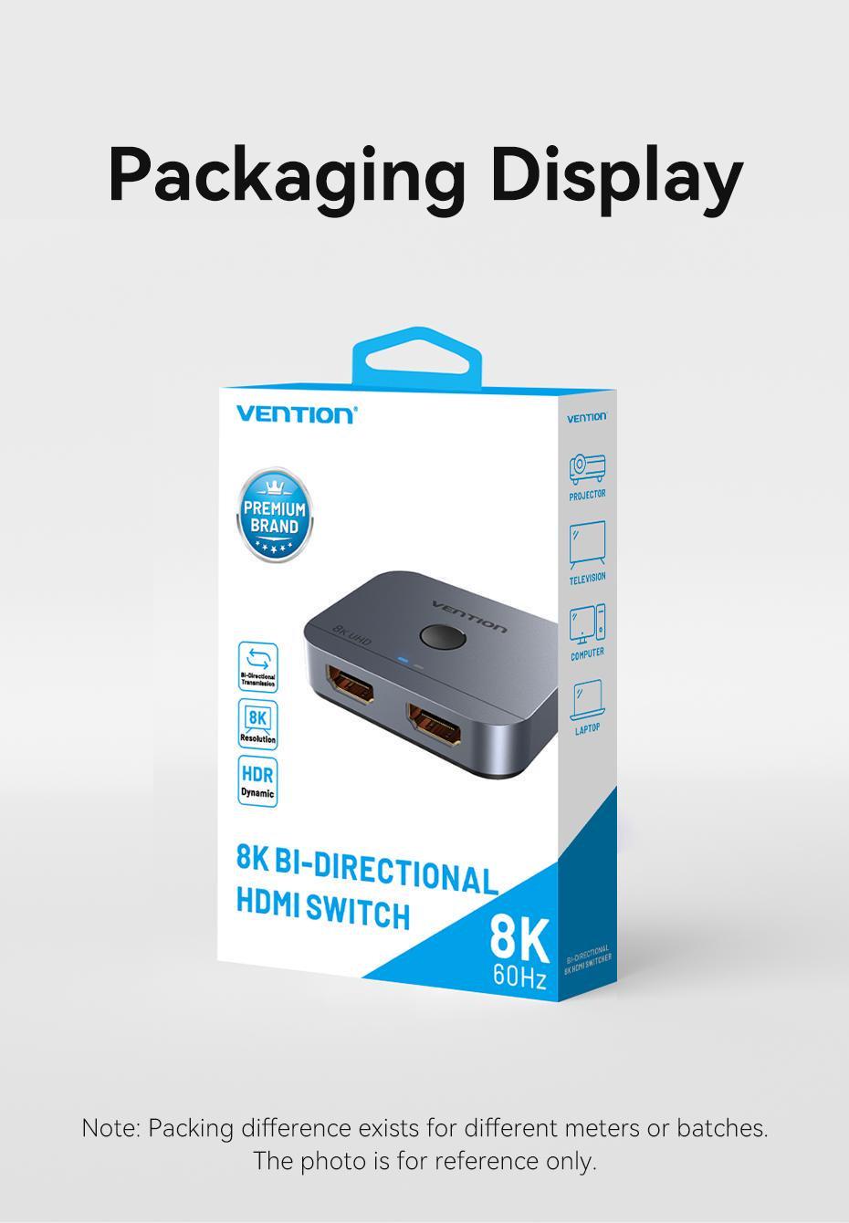 Перемикач Vention HDMI 8K 60Hz 4K 120Hz HDMI 2.1 двонаправлений HDR алюмінієвий Чорний (AKPB0) - фото 18 Перемикач Vention HDMI 8K 60Hz 4K 120Hz HDMI 2.1 двонаправлений HDR алюмінієвий Чорний (AKPB0) - фото 18