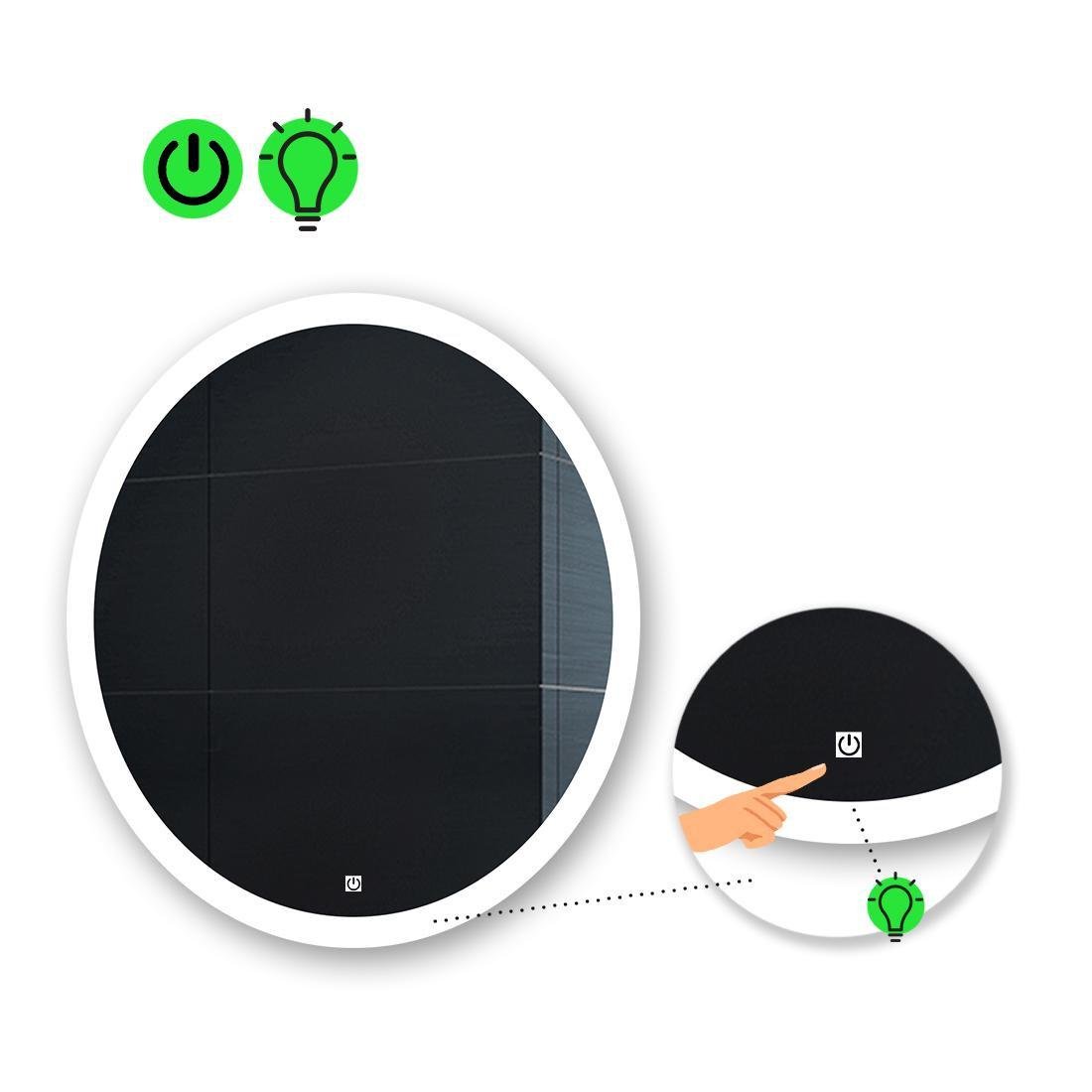 Зеркало с LED подсветкой Amor с сенсорной кнопкой управления 90x90 см (Amor120)