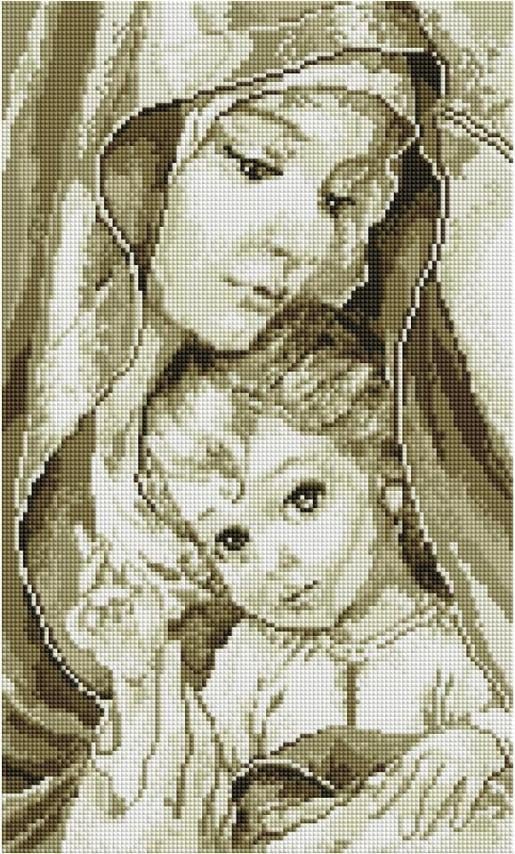 Алмазная мозаика без подрамника ColorArt Икона Богородица с Иисусом 30х50 см Сепия (TP900)
