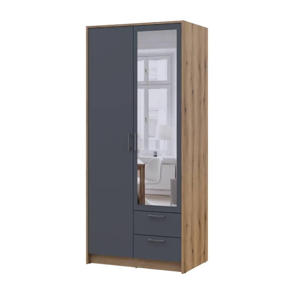 Шкаф Doros Ронди DRS-011669 с зеркалом 2ДСП 82х52х195 см Дуб Артизан/Графит (80737806)