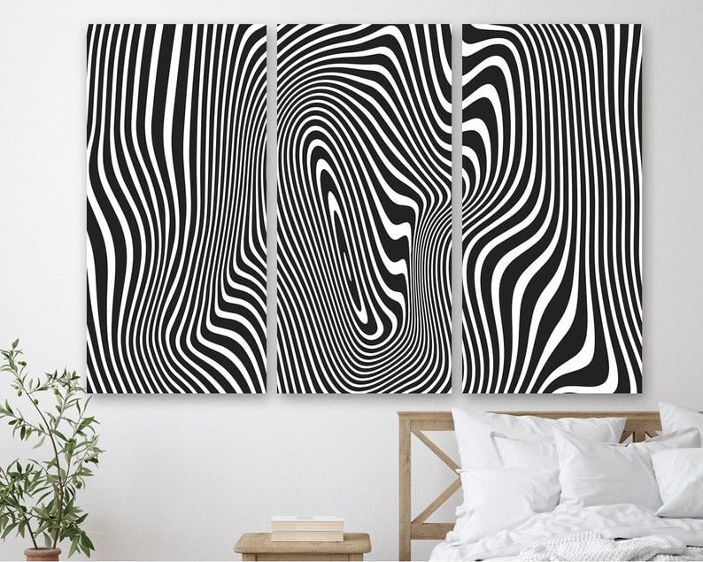Модульная картина на холсте из трех частей KIL Art Абстракция линии зебры 78x48 см (M3_M_321)