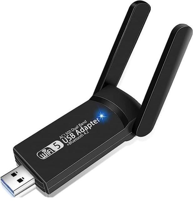 Адаптер Mu-MIMO RTL8812BU WiFi USB3.0 1300 Mbps 2,4G+5G 802.11ac Bluetooth 4,2 2х3 дБ (11180148)