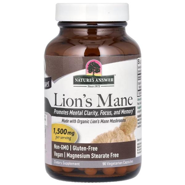 Натуральный комплекс для профилактики работы мозга Nature's Answer Lion's Mane 1500 мг 90 вег. капс. (23712945)