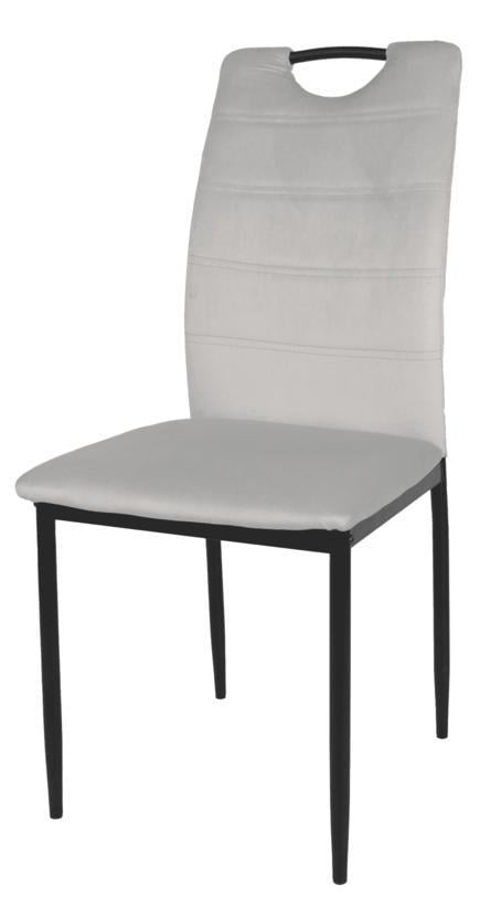 Кухонный стул ALEX с металлическим каркасом Черный/Бархат Светло-серый (ALEXLGY)