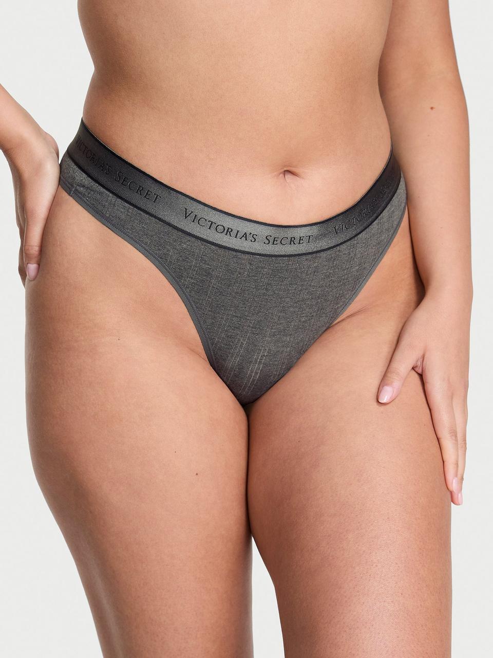 Трусики женские Victoria's Secret Soft Modal Ultra-Fine Logo Thong XL Серый (3100840770)