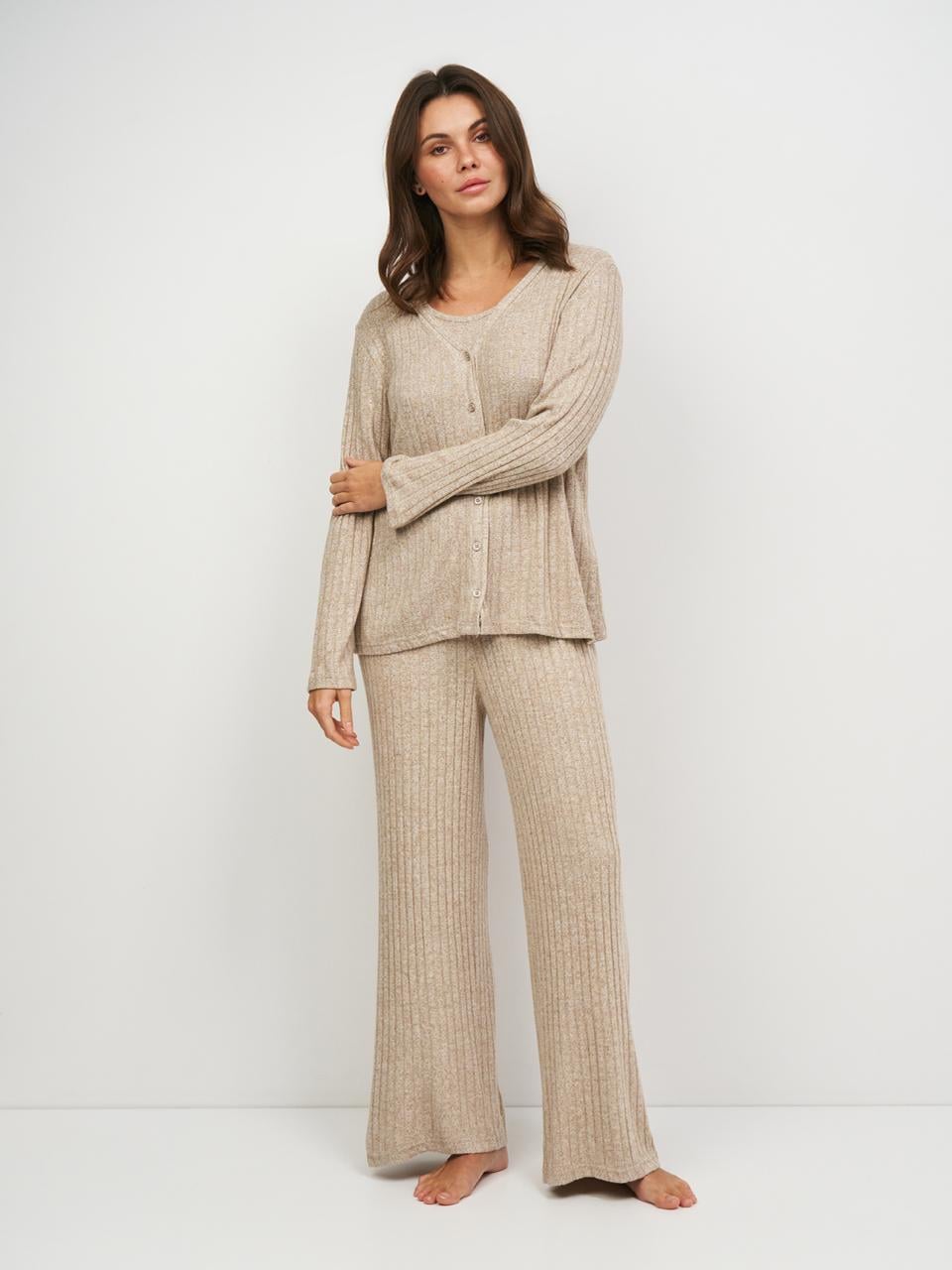 Костюм домашний женский Cotpark кофта/майка/штаны 2XL Бежевый (330366-04-2XL)