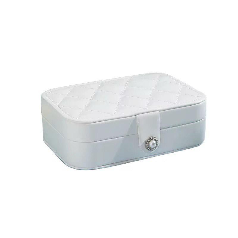 Шкатулка для ювелирных украшений на кнопке 16,5х11,5х5,5 см Белый (ST0409) - фото 1 Шкатулка для ювелирных украшений на кнопке 16,5х11,5х5,5 см Белый (ST0409) - фото 1