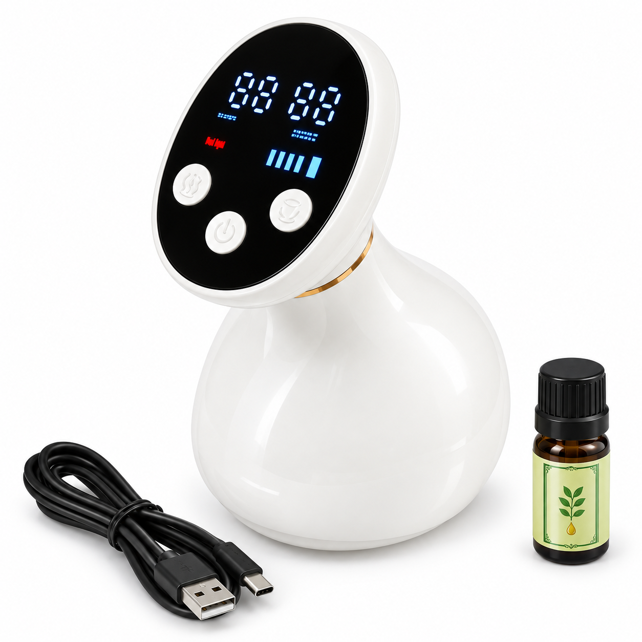 Массажер вакуумный Cupping Massager для тела с подогревом до 55°C 9 режимов вакуума роликовый механизм 1800 мА/ч