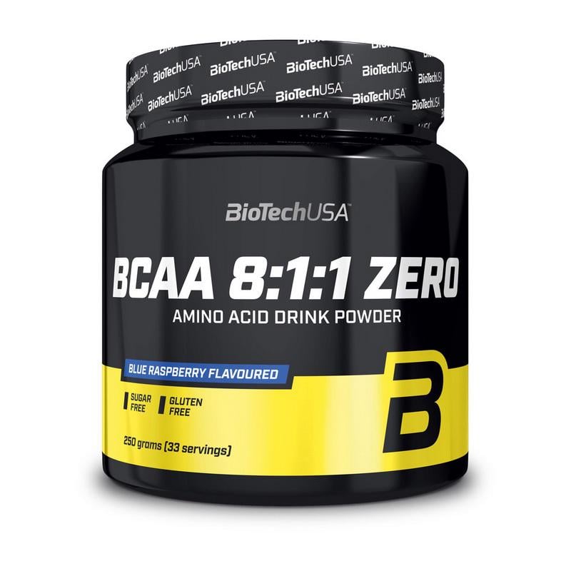 Амінокислоти BioTech BCAA 8:1:1 ZERO 250 г без цукру Блакитна малина