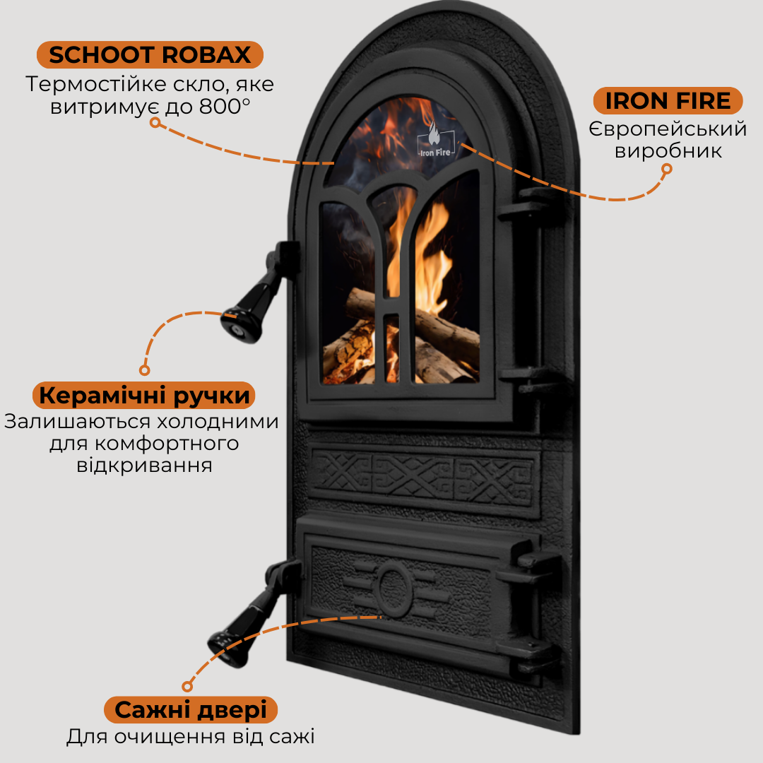 Дверцята для печі Iron Fire Fagure зі склом чавунна 305х520 мм (1123) - фото 5