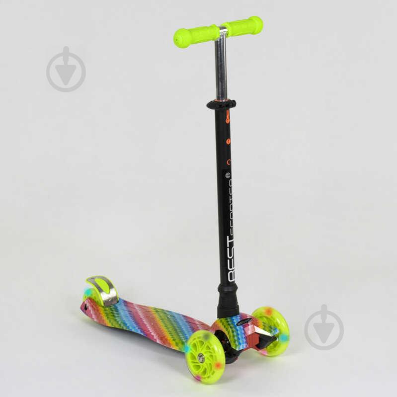 Самокат трехколесный MAXI "Best Scooter" пластмассовый, трубка руля алюминиевая Light green/Black (83273)