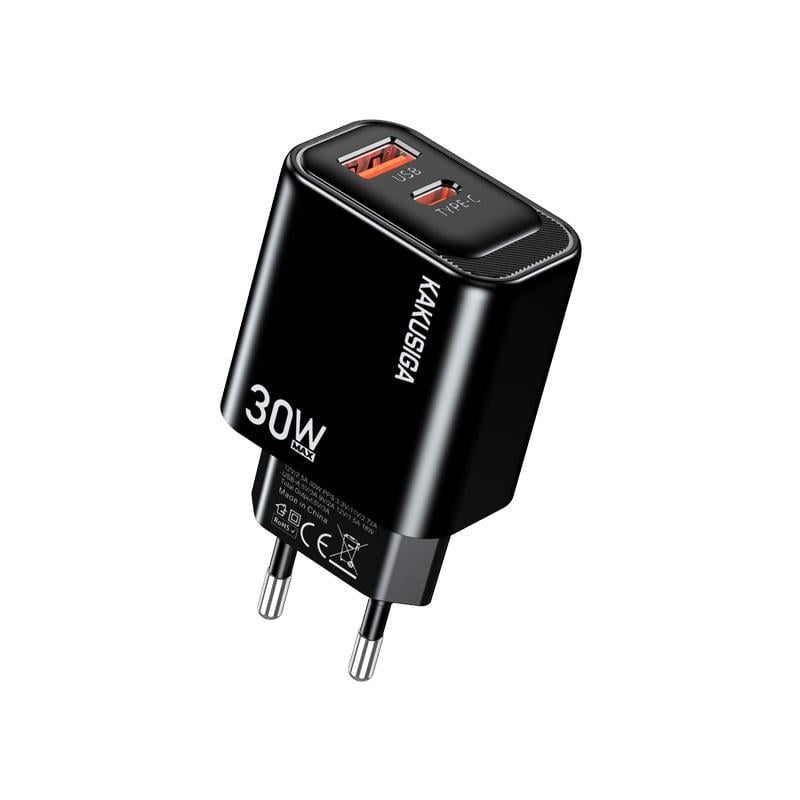 Мережевий зарядний пристрій Kakusiga KSC-1667 USB-C/USB/30W Чорний (925222)
