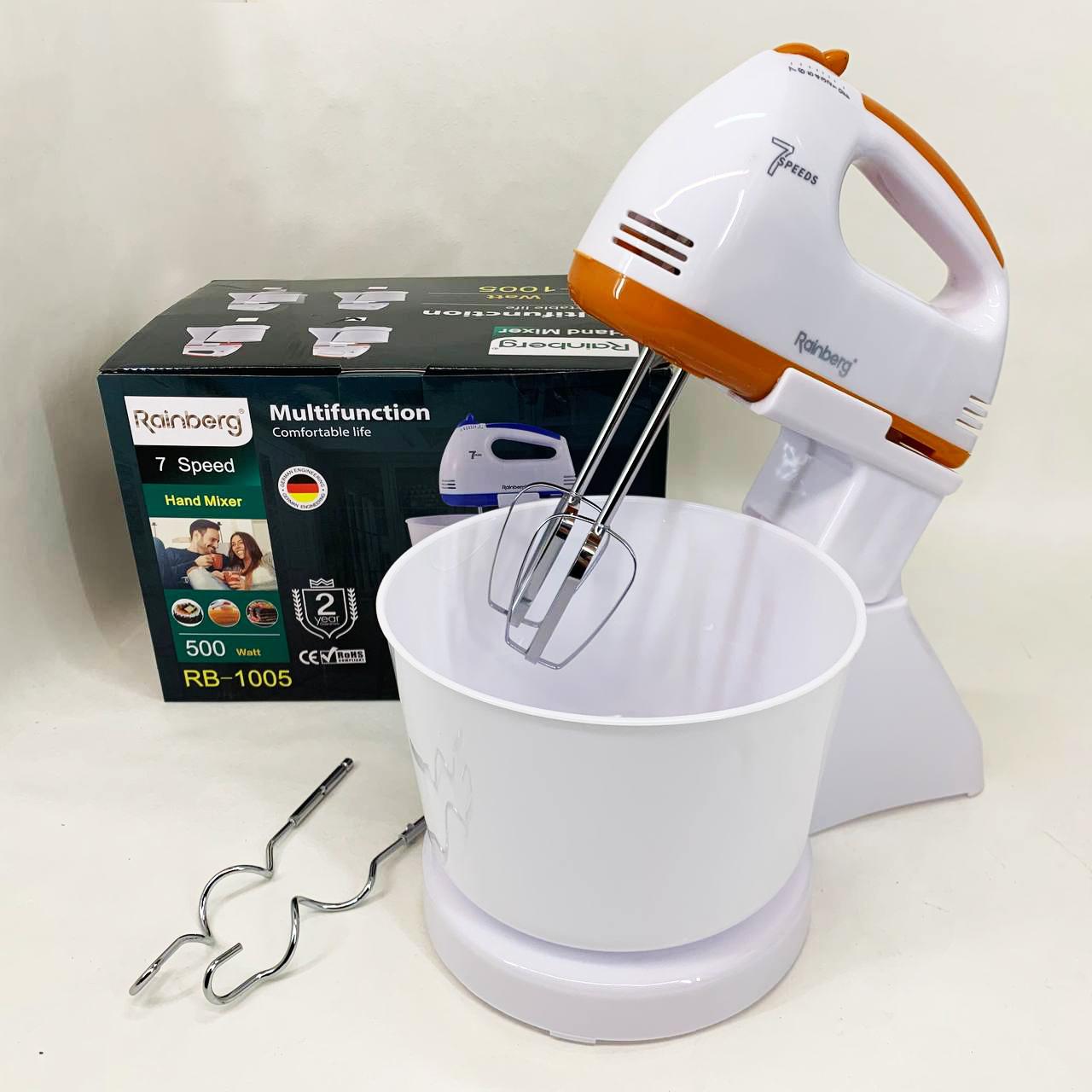 Міксер Rainberg RB-1005 7 швидкостей із чашею 2 л 500 Вт Orange