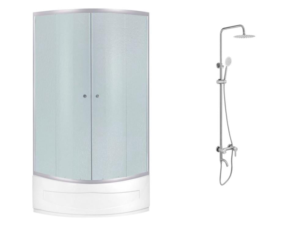 Комплект душевая кабина Agua Cascad - STD90x90 см/душевая система Agua Elposo - INOX064 (CV035440/CV035463)