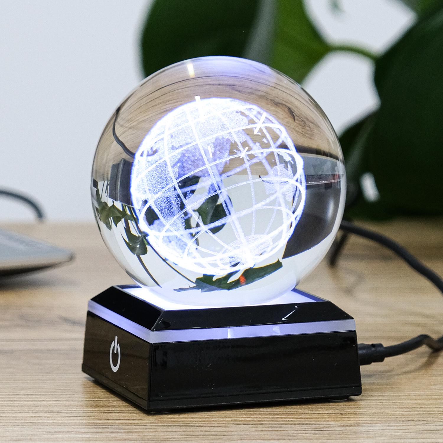 Сфера 3D Гранд Презент Земля хрустальная лазерная с LED подсветкой и USB 10,7х6,7 см (MH-Q0199-2-8D) - фото 2