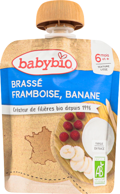 Пюре Babybio органічне молочне на основі коров'ячого молока з малиною та бананом для дітей з 6 місяців 85 г (54087)