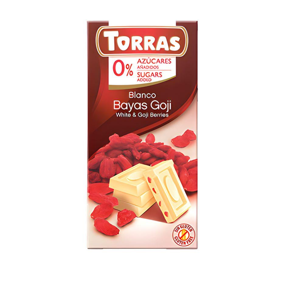 Шоколад білий з ягодами годжі без цукру 569 Torras 75 г (13354568)