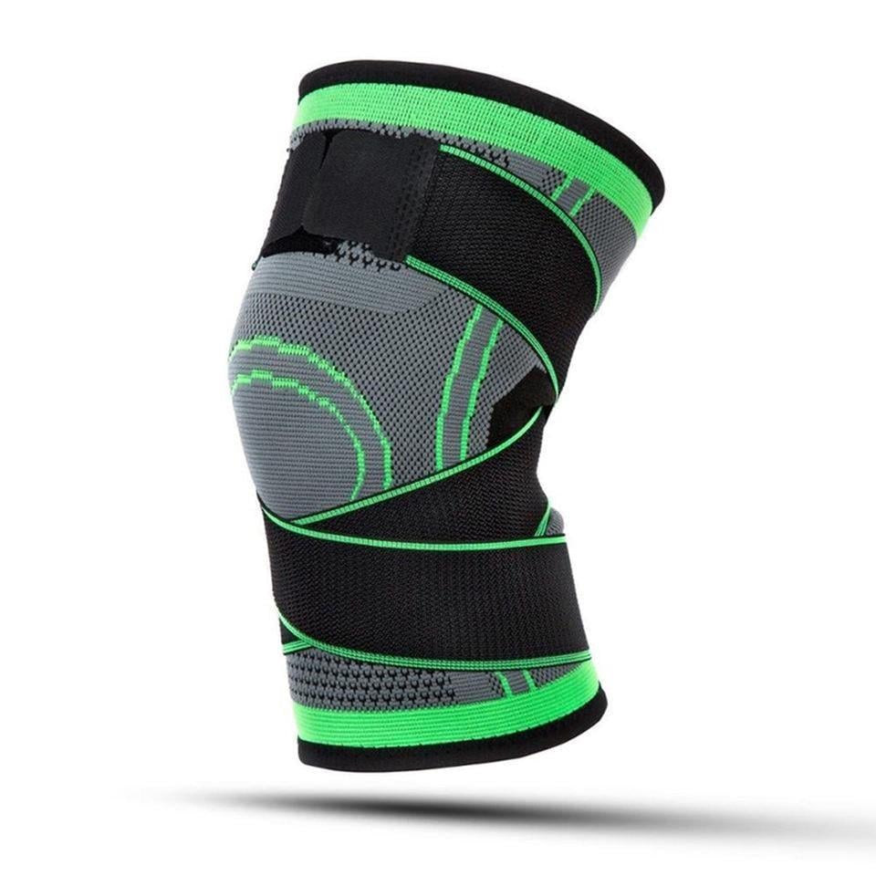 Бандаж коленного сустава спортивный эластичный Knee Support Черный/Зеленый
