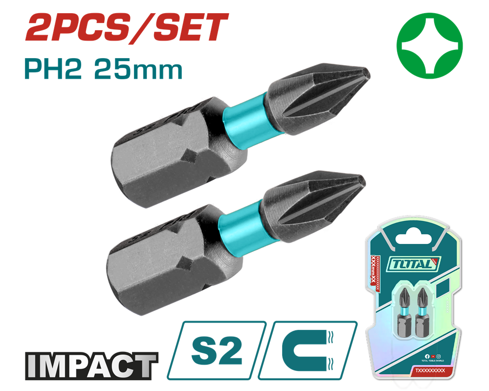 Отверточные насадки Total TACIM71PH225 PH2 25 мм 2 шт. (7090271)
