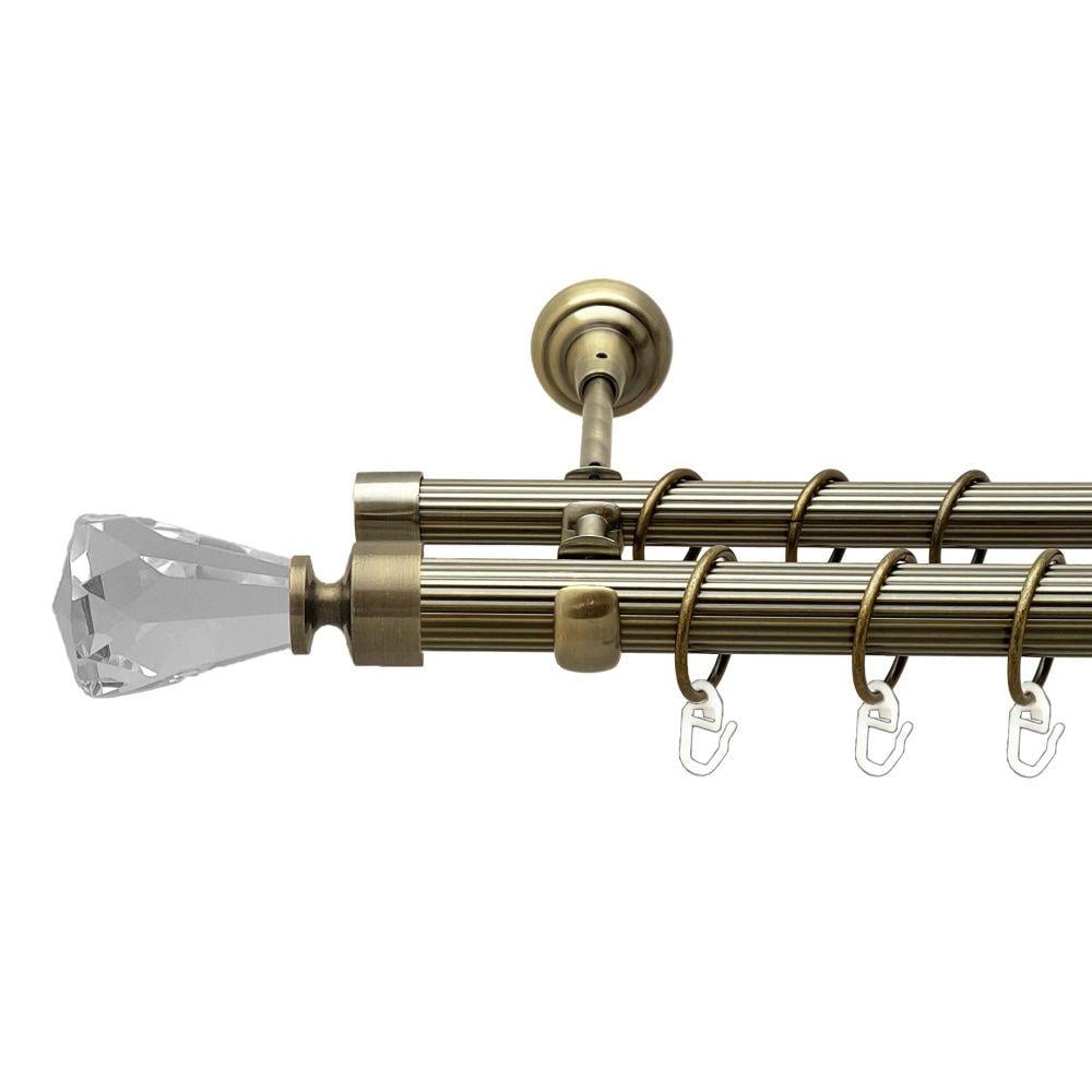 Карниз Orvit Лучетта металевий дворядний відкритий рифлена труба кільце металеве 25/19 мм 200 см Антик (00-00018277)