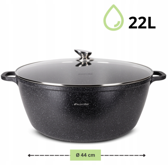 Каструля Kamille з литого алюмінію з кришкою та антипригарним покриттям 22 л (4484) - фото 6