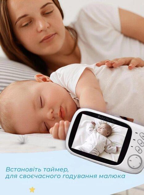 Відеоняня з датчиком звуку Baby Monitor VB603 / з портативним дисплеєм та вимірюванням температури Білий - фото 14