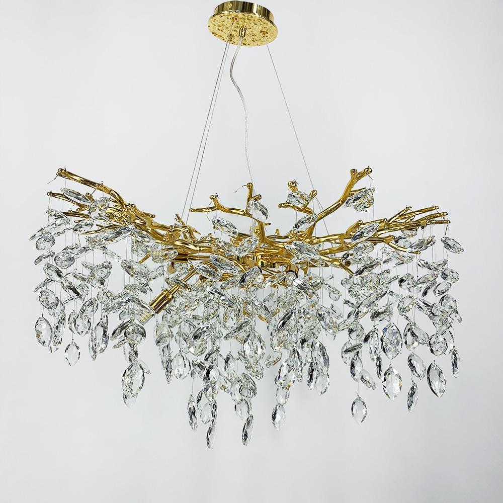 Люстра изысканная подвесная с хрустальными камнями Ø 60 см Золотой (33001-600 GD)