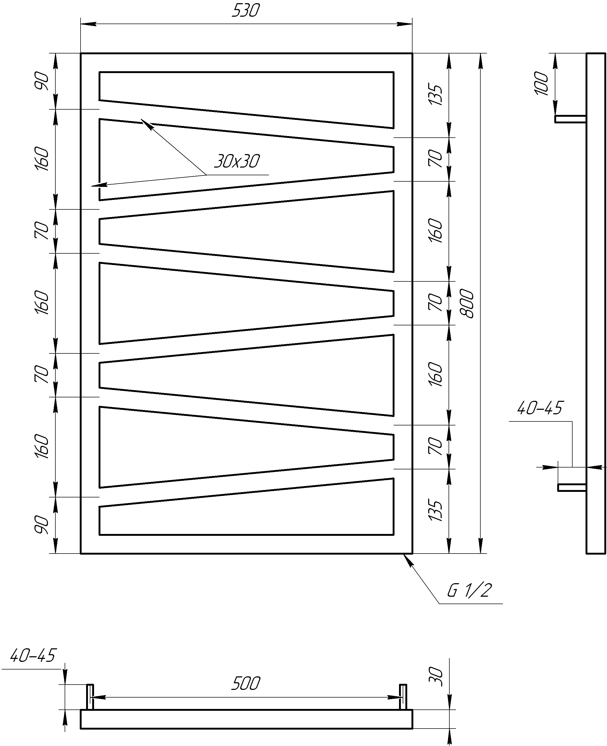 Полотенцесушитель водяной Genesis Aqua Genesis 120x53 см Черный (2228) - фото 2