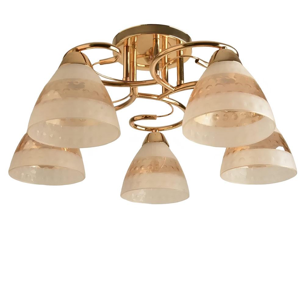 Люстра потолочная Light House SH-19276/5 FG 0 E27х5 Золотой/Белый/Янтарный