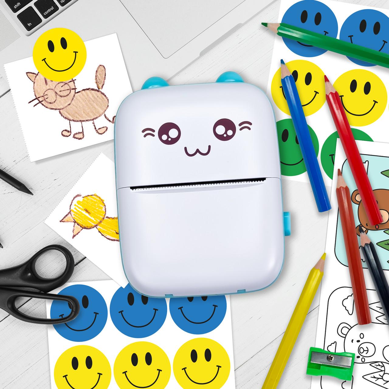 Термопринтер дитячий портативний JETIX Mini printer з набором олівців та стікерів Blue (JMP-2-TPK1) - фото 2