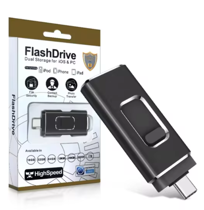 Флешка для Apple iPhone с разъемом USB 3.0 Micro USB Lightning 128 GB 4в1 HighSpeed ​​Black (2458419042)