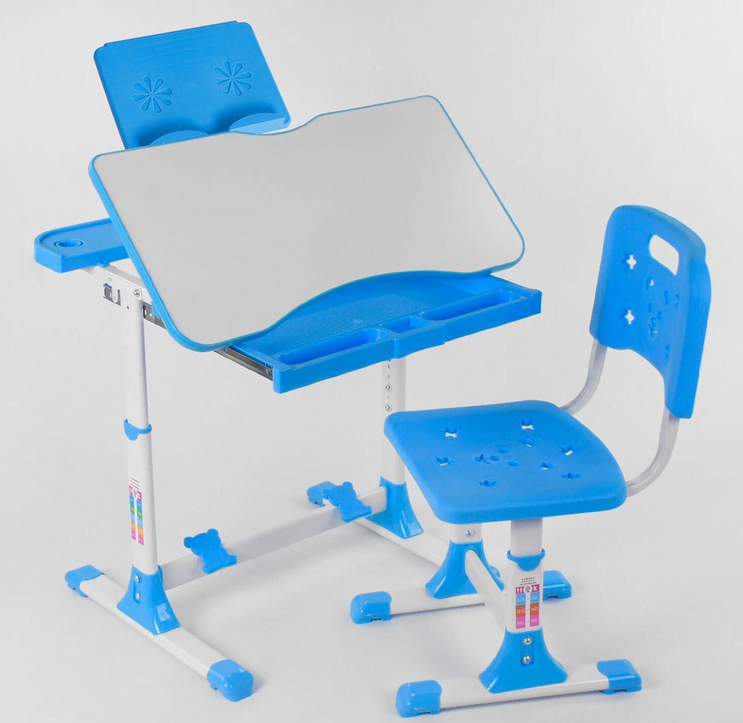 Парта со стульчиком регулируемая высота и угол наклона столешницы металл/пластик 70х49 см Blue (94159) - фото 2 Парта со стульчиком регулируемая высота и угол наклона столешницы металл/пластик 70х49 см Blue (94159) - фото 2