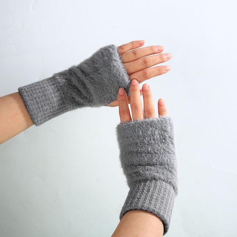 Мітенки з хутром без пальців One size Сірий (2446) - фото 2 Мітенки з хутром без пальців One size Сірий (2446) - фото 2