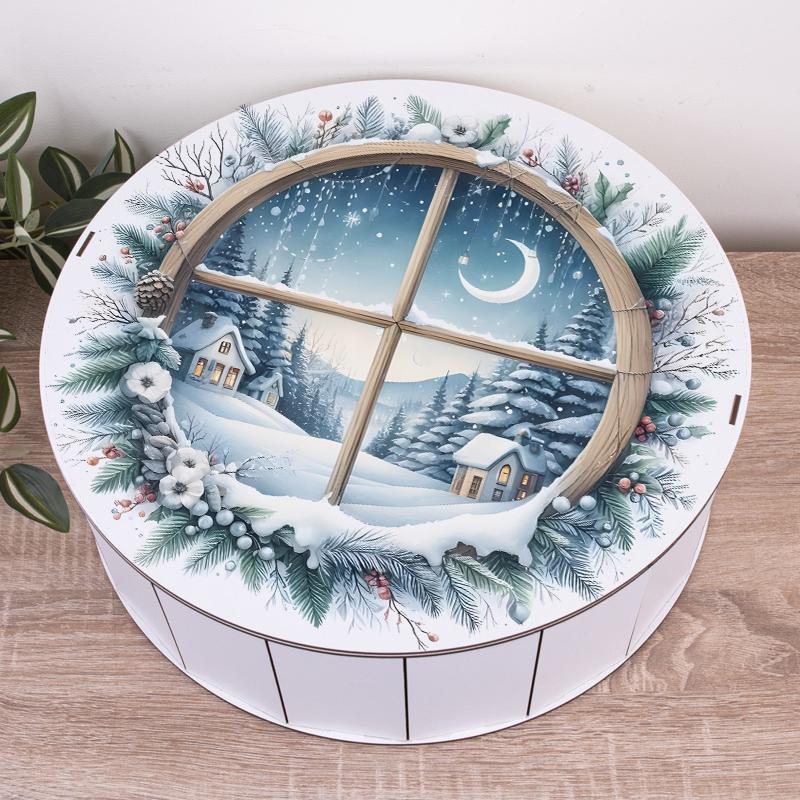 Коробка круглая с новогодним дизайном 40 см (4982-9)