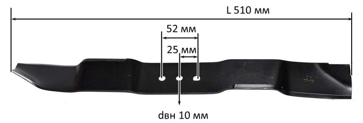 Ніж газонокосарки AL-KO Easy 5.1 SP-S сталь d10/L510/Мц52 мм - фото 2 Ніж газонокосарки AL-KO Easy 5.1 SP-S сталь d10/L510/Мц52 мм - фото 2