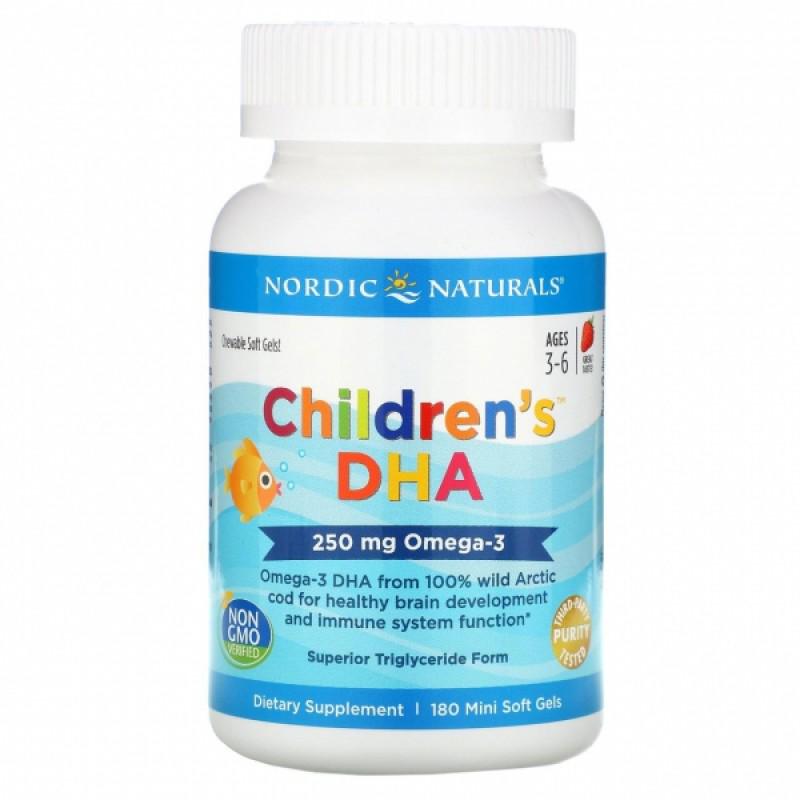 Риб'ячий жир для дітей Nordic Naturals Children's DHA полуниця 250 мг 180 капс. (NOR-01720)